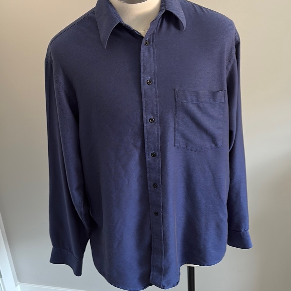Blue Casual Button Down Shirt with Classic Collar
